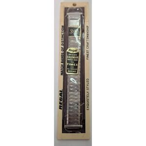 Regal Watch Band Men OS Silver New Vintage Day Date Calendar Expansion Link